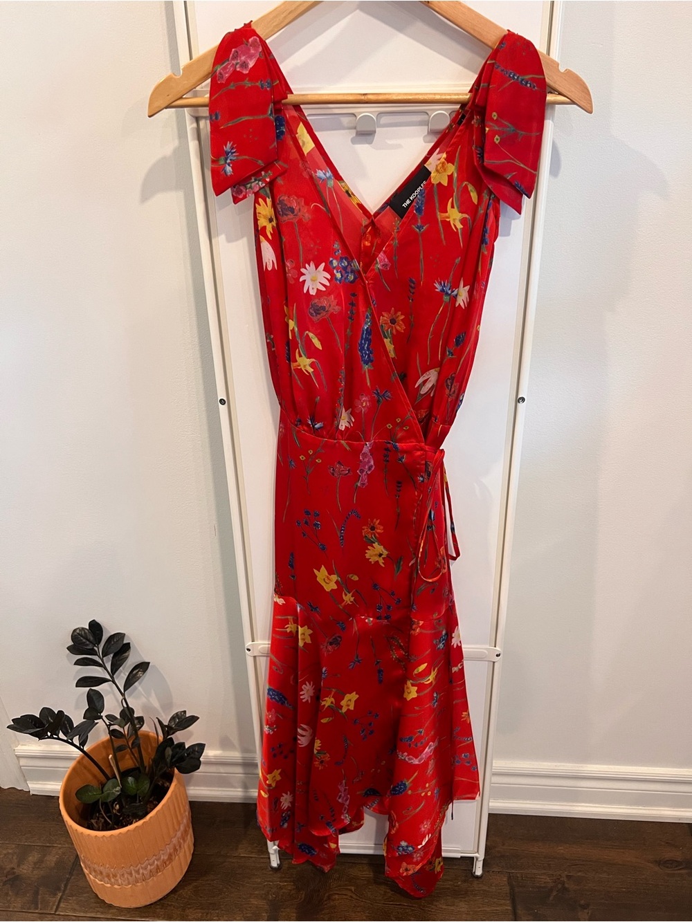 The Kooples Red Asymmetrical Floral Print Dress